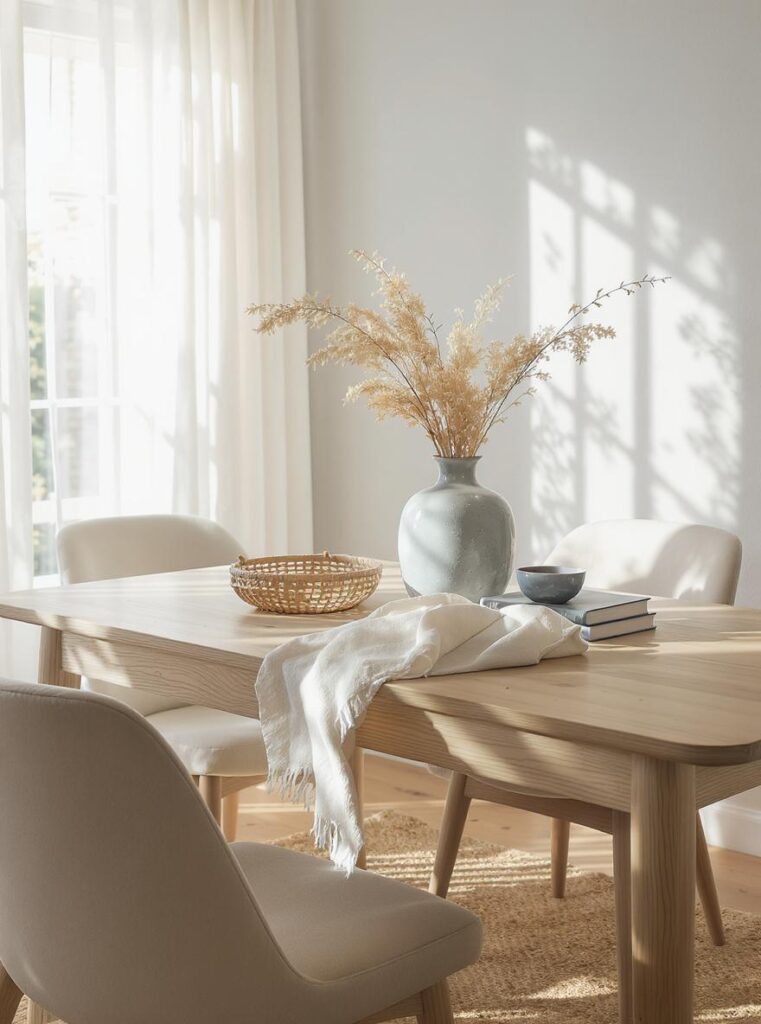 Minimalist dining room design and luxury styling in Newport, Orange County, CA